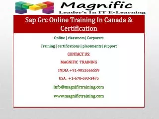 Sap Grc Online Training In Canada & Certification