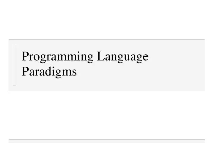 programming language paradigms