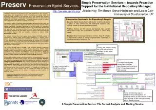Preserv Preservation Eprint Services