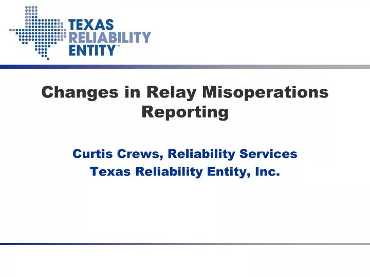 changes in relay misoperations reporting