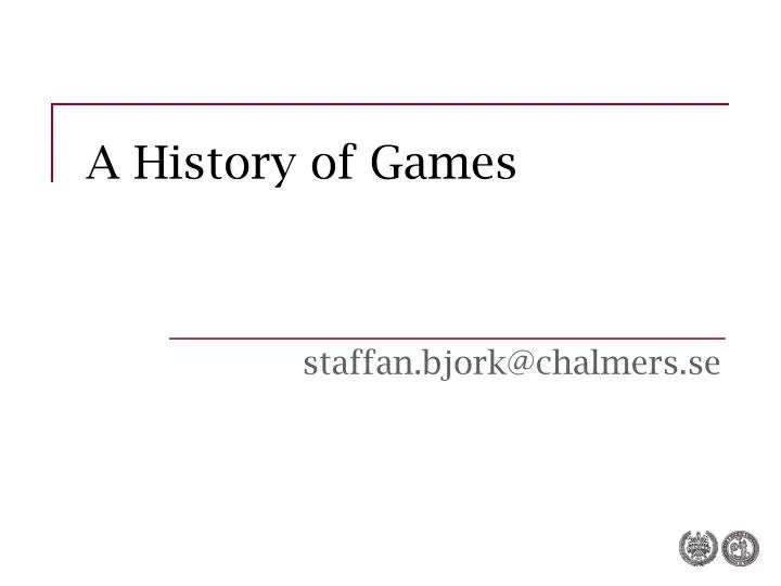 a history of games