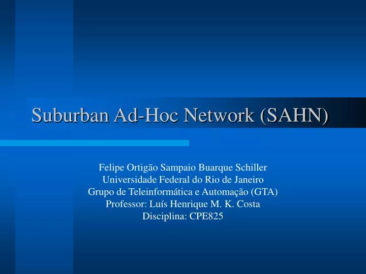 suburban ad hoc network sahn