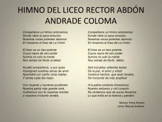 himno del liceo rector abd n andrade coloma