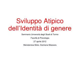 sviluppo atipico dell identit di genere