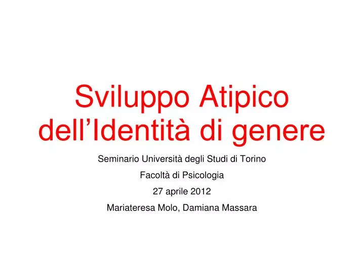 sviluppo atipico dell identit di genere