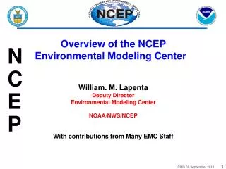 Overview of the NCEP Environmental Modeling Center