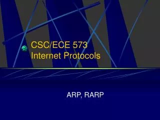 CSC/ECE 573 Internet Protocols