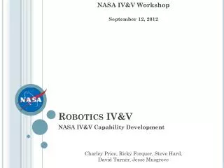 Robotics IV&amp;V