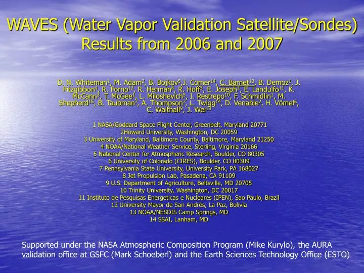 waves water vapor validation satellite sondes results from 2006 and 2007