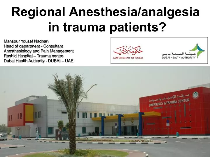 regional anesthesia analgesia in trauma patients