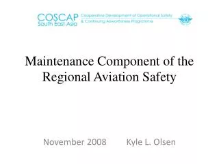 Maintenance Component of the Regional Aviation Safety