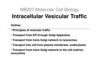 MB207 Molecular Cell Biology