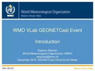 WMO VLab GEONETCast Event Introduction