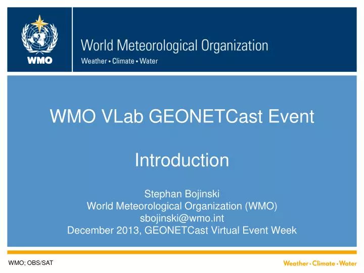 wmo vlab geonetcast event introduction