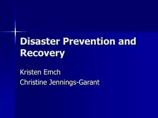 Disaster Prevention and Recovery