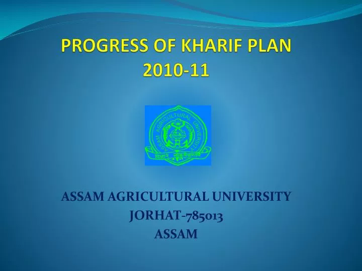 progress of kharif plan 2010 11