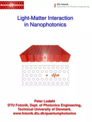 Light-Matter Interaction in Nanophotonics