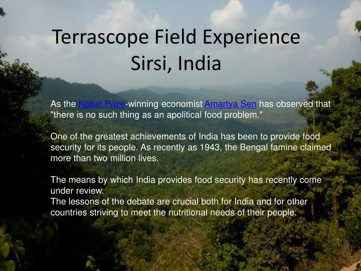 terrascope field experience sirsi india