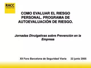 como evaluar el riesgo personal programa de autoevaluaci n de riesgo