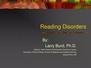 Reading Disorders