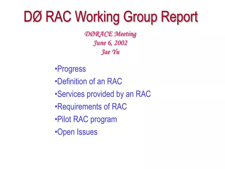 d rac working group report