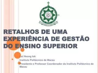 retalhos de uma experi ncia de gest o do ensino superior