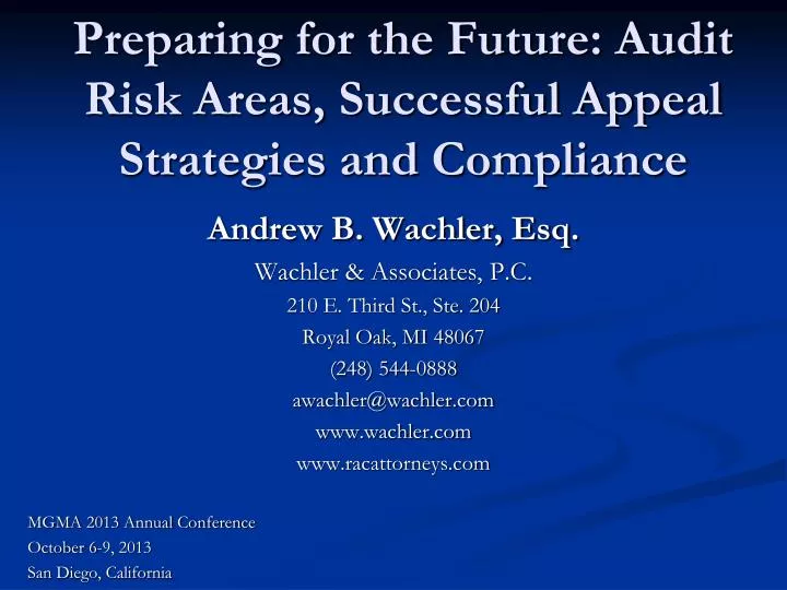 preparing for the future audit risk areas successful appeal strategies and compliance