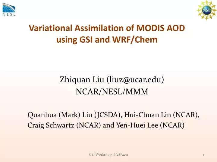 variational assimilation of modis aod using gsi and wrf chem