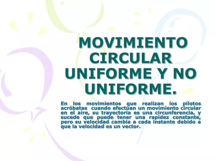 movimiento circular uniforme y no uniforme
