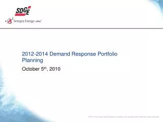 2012-2014 Demand Response Portfolio Planning
