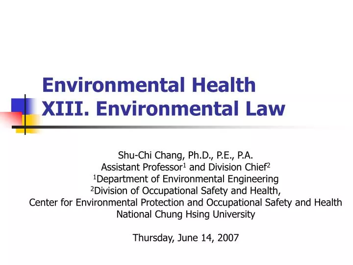 environmental health xiii environmental law