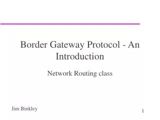 Border Gateway Protocol - An Introduction