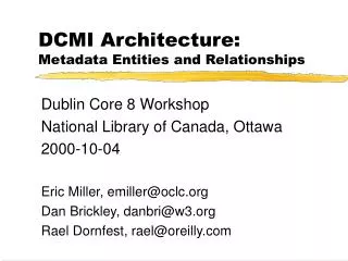 DCMI Architecture: Metadata Entities and Relationships