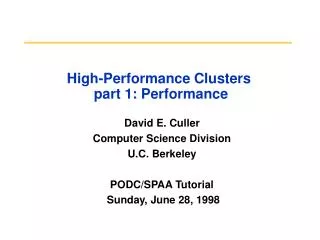 High-Performance Clusters part 1: Performance