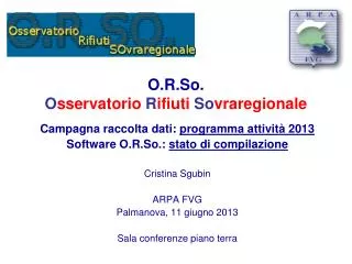 o r so o sservatorio r ifiuti so vraregionale