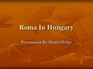 Roma In Hungary