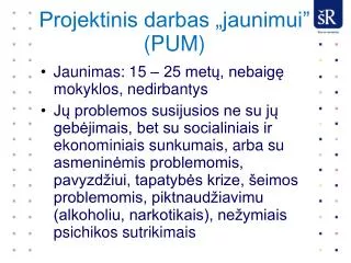 projektinis darbas jaunimui pum