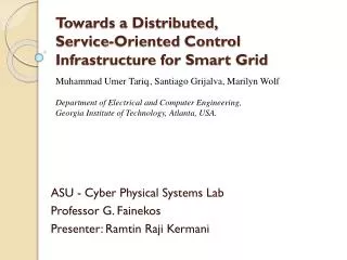 Towards a Distributed, Service-Oriented Control Infrastructure for Smart Grid