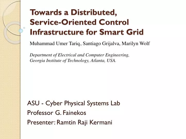 towards a distributed service oriented control infrastructure for smart grid