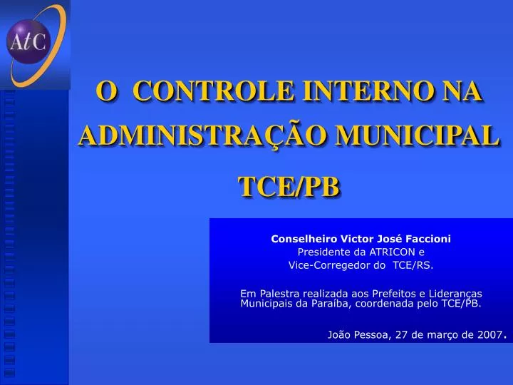 o controle interno na administra o municipal tce pb