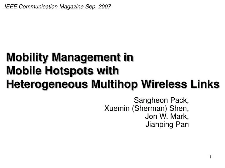 mobility management in mobile hotspots with heterogeneous multihop wireless links