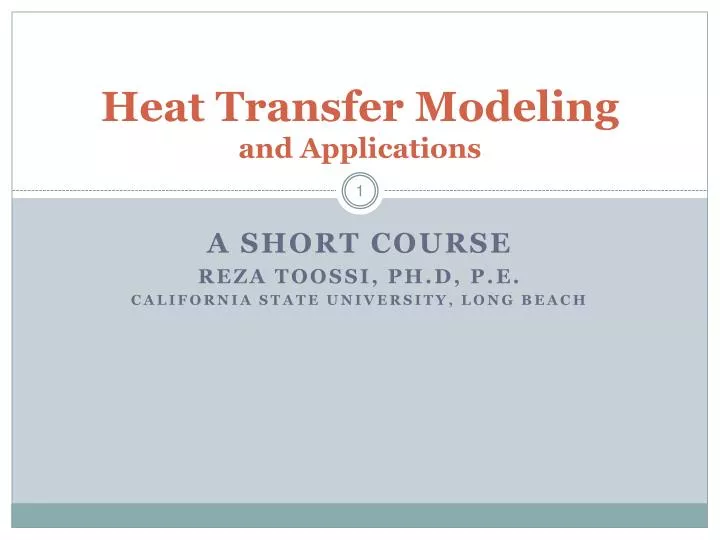 heat transfer modeling and applications