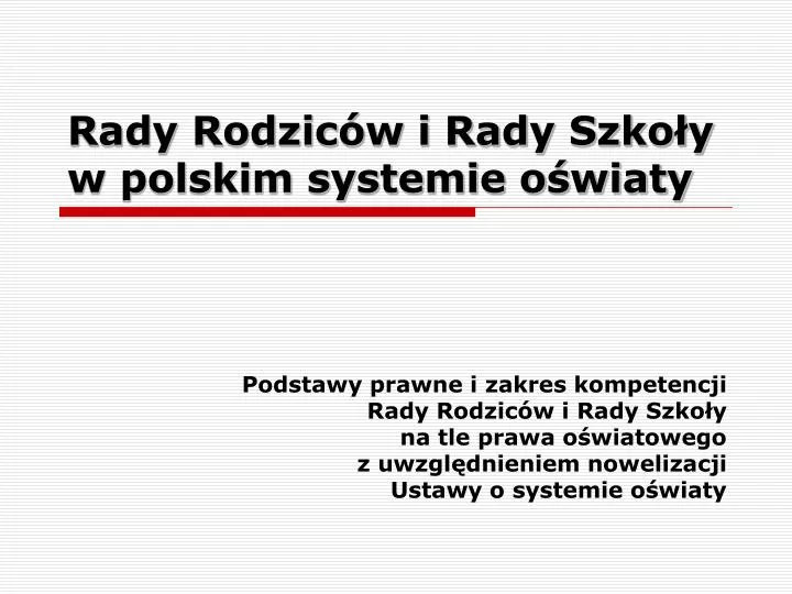 rady rodzic w i rady szko y w polskim systemie o wiaty
