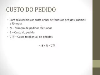 custo do pedido
