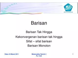 barisan tak hingga kekonvergenan barisan tak hingga sifat sifat barisan barisan monoton