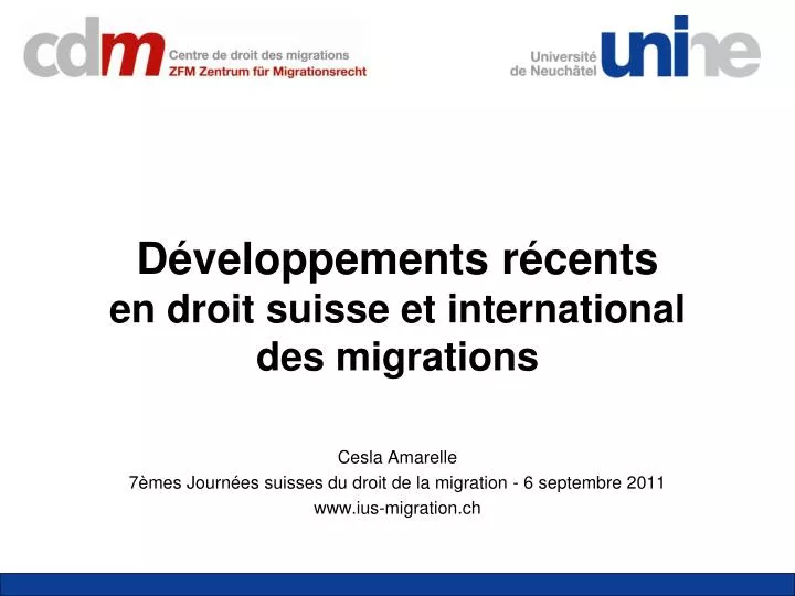 d veloppements r cents en droit suisse et international des migrations