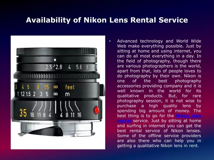 availability of nikon lens rental service