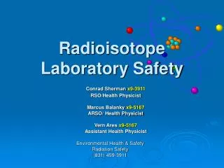 Radioisotope Laboratory Safety