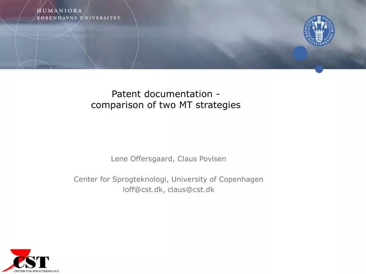 patent documentation comparison of two mt strategies