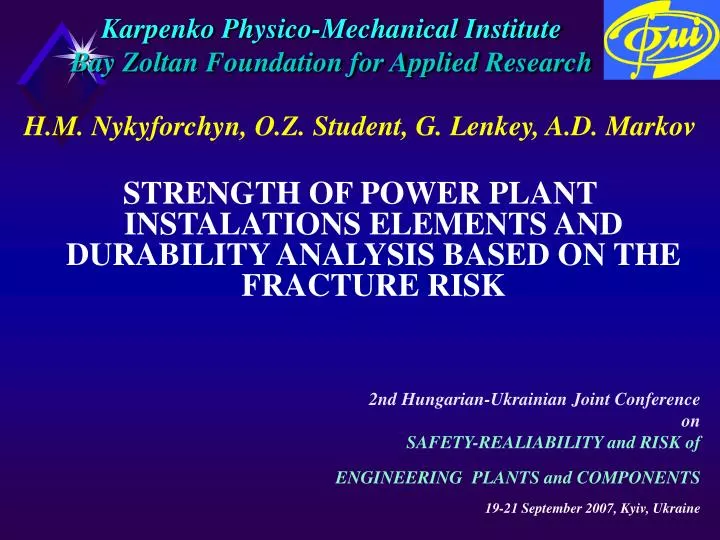 karpenko physico mechanical institute bay zoltan foundation for applied research